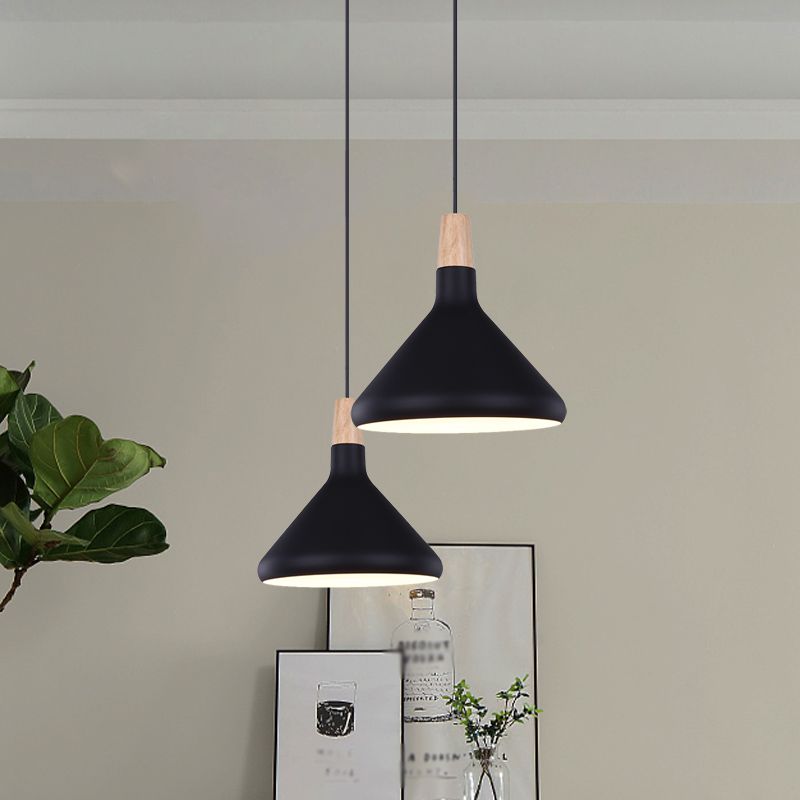 Kolbenförmige Anhänger Leichte Makkaron Aluminium Single Kitchen Dinette Drop -Lampe in Gold/Blau/Rosa und Holz