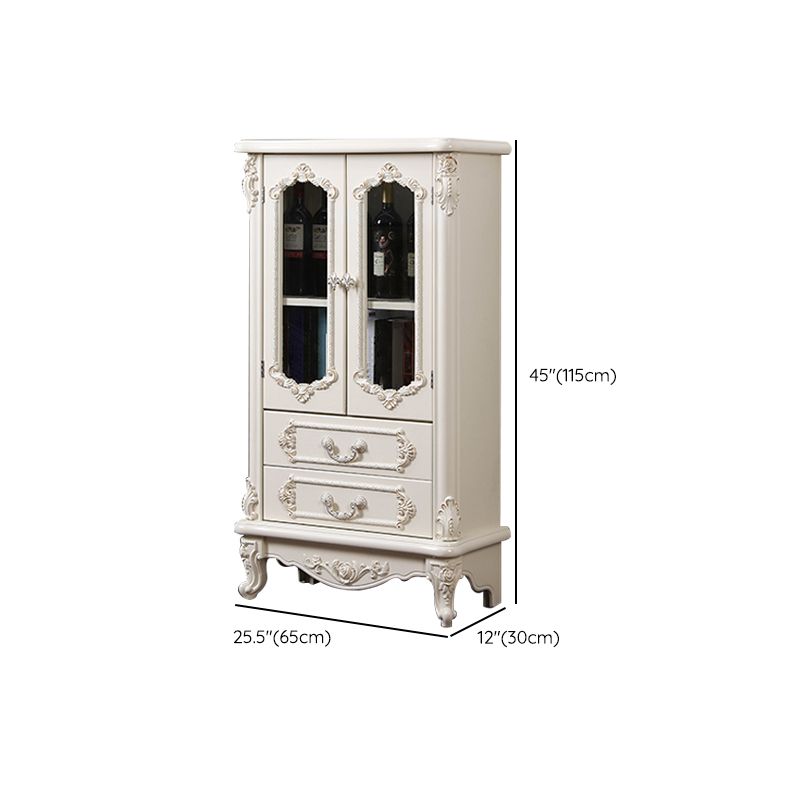 Traditional Display Stand Glass Doors Pine Storage Cabinet for Dining Room