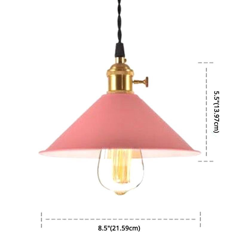 Light ombrello industriale Nordic Light Metal Macarons Colorful Macarons a 1 luci a pendente Accensione