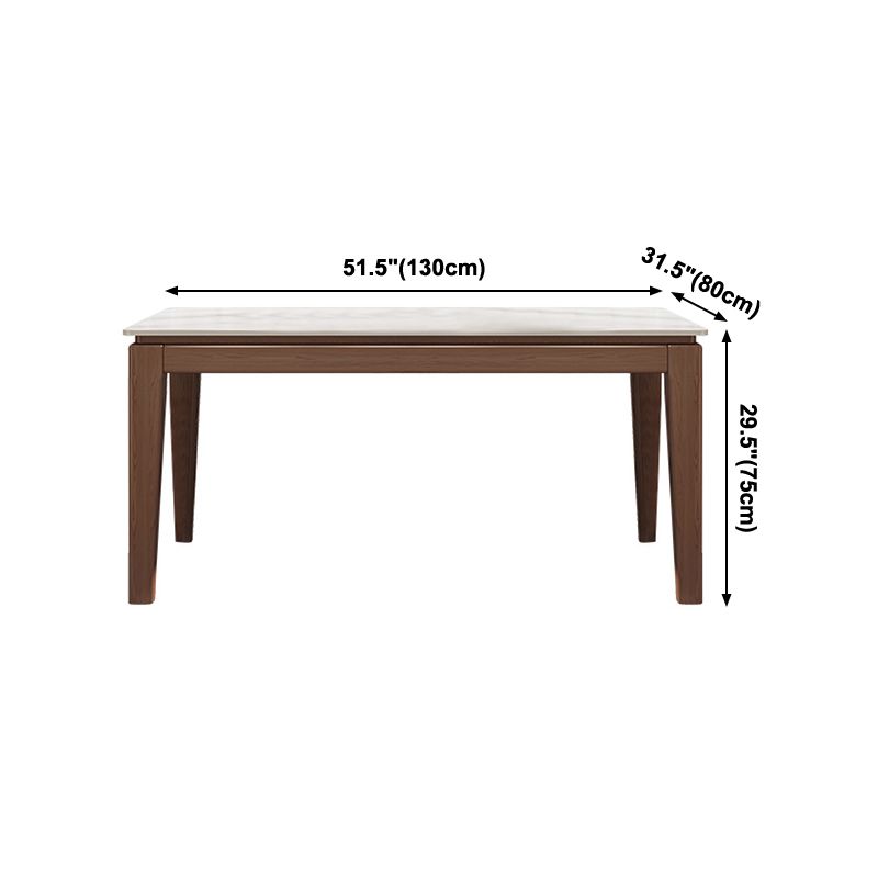Moderne moderne eettafel uit het midden van de eeuw gesinterde stenen top eettafel met houten basis voor keuken