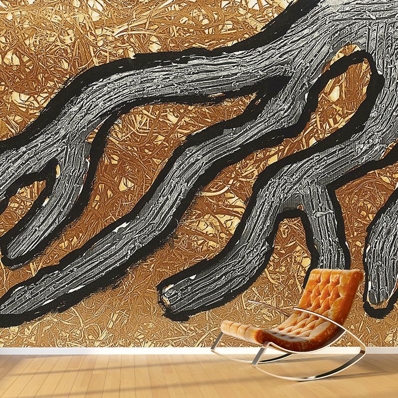 Brown Tree Roots Wallpaper Murals Stain-Proof Artistic Living Room Wall Decoration