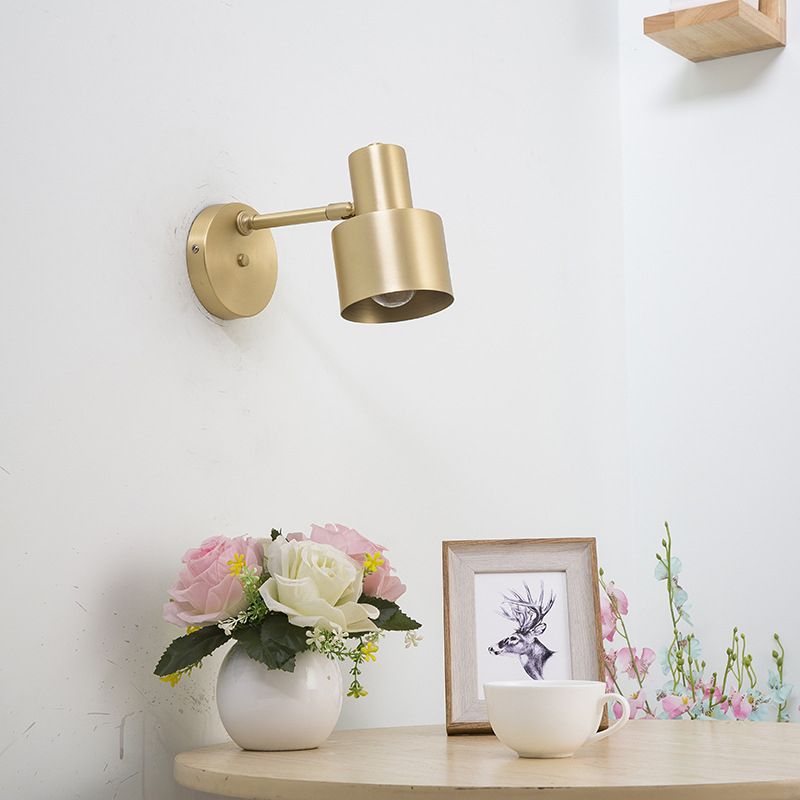 Gold 1 Light Wall Light Post-Modern Minimalist Metal Cylindrical Wall Light for Living Room