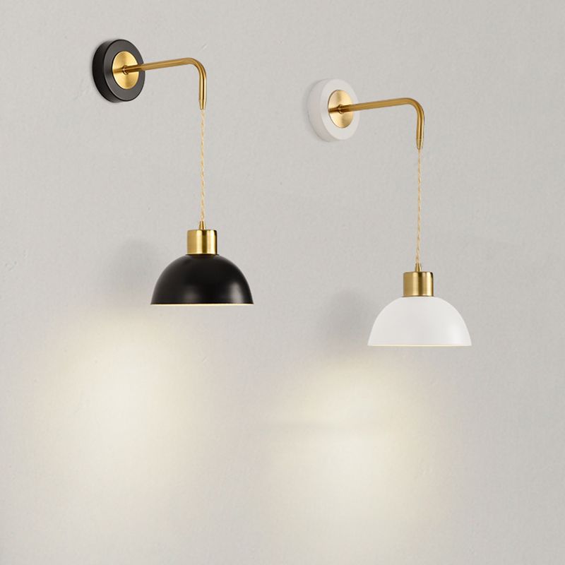 Metal Dome Simple 1 Light Wall Mounted Light Fixture for Bedroom