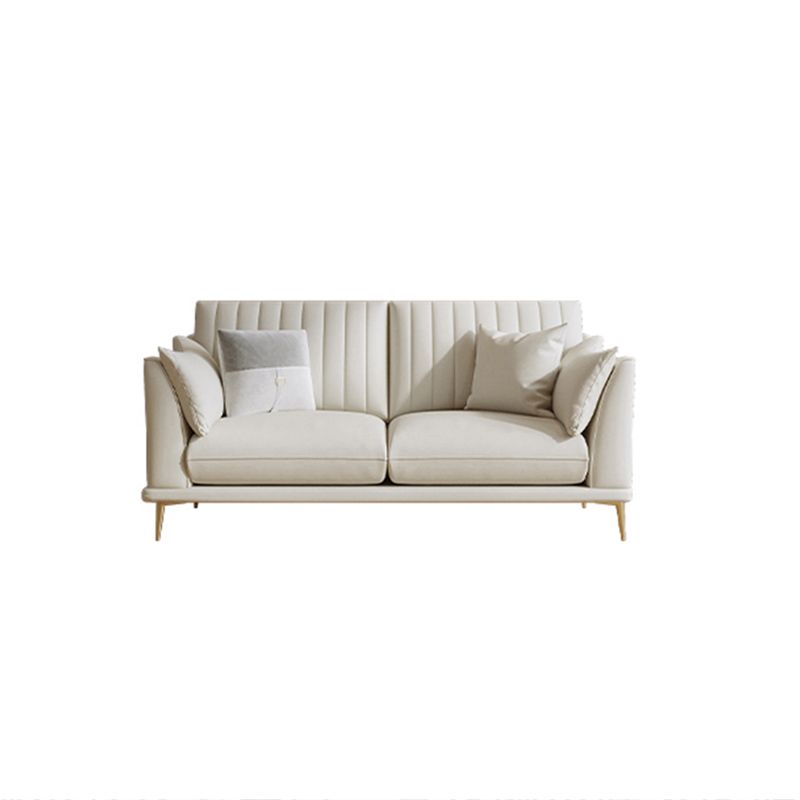 Stationary White Stain Resistant Living Room Pillow Top Arm Standard Settee