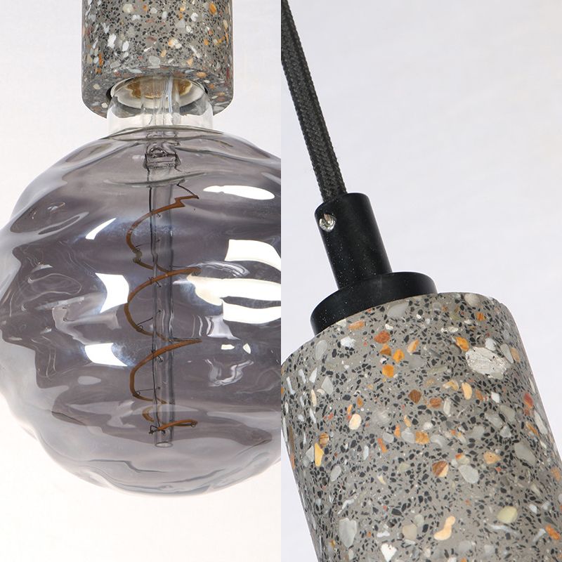Estilo simple Orbe Coste Pinte Dimple Vidrículas 5 "W 1 Lámpara colgante de luz con tubo gris/blanco deco para tela de tela