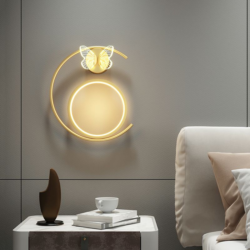 Round Shape Metal Wall Light Modern Style 3 Lights Wall Mount Light