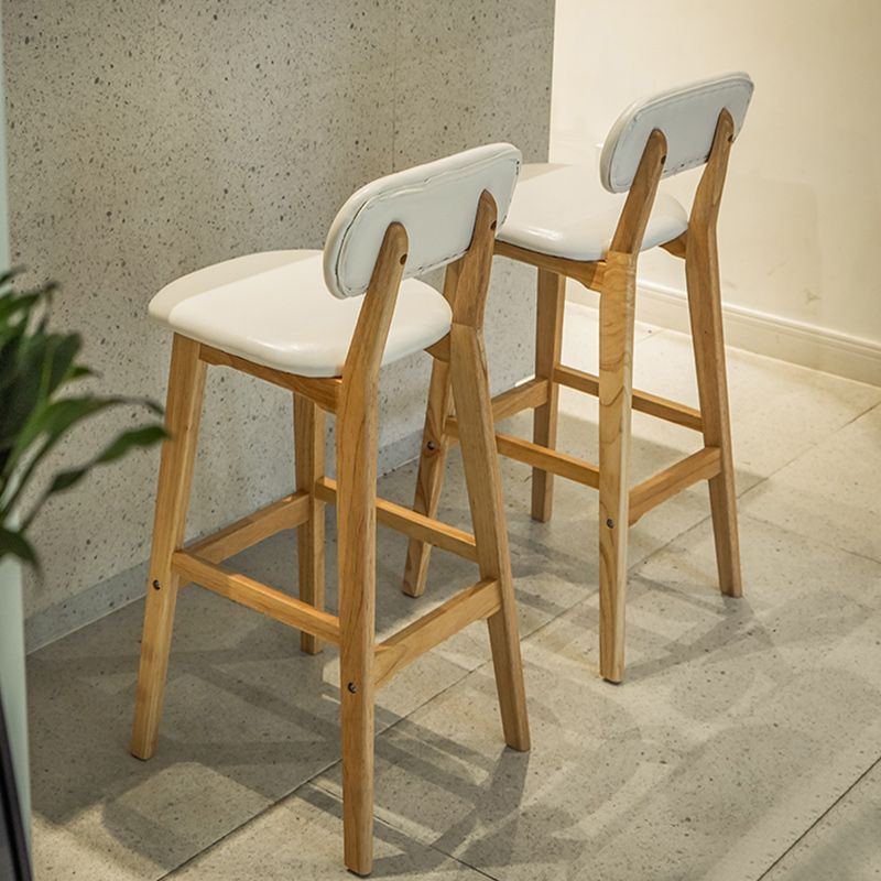 Rubberwood Modern Low Back Stool Matte Finish Upholstered Bar Stools