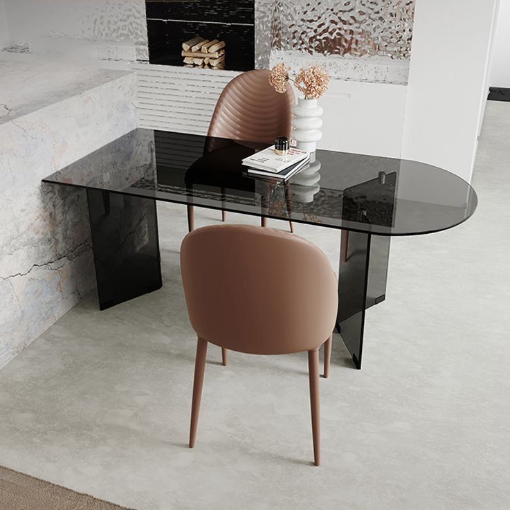 Glas zeitgenössische freie Form eines Esstischs klarer Glas für Esszimmer