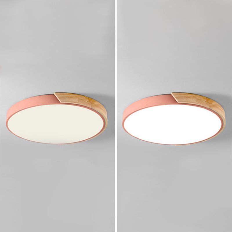 Round Shape LED Ceiling Lamp Modern Macaroon Iron 1 Light Flush Mount for Aisle Balcony