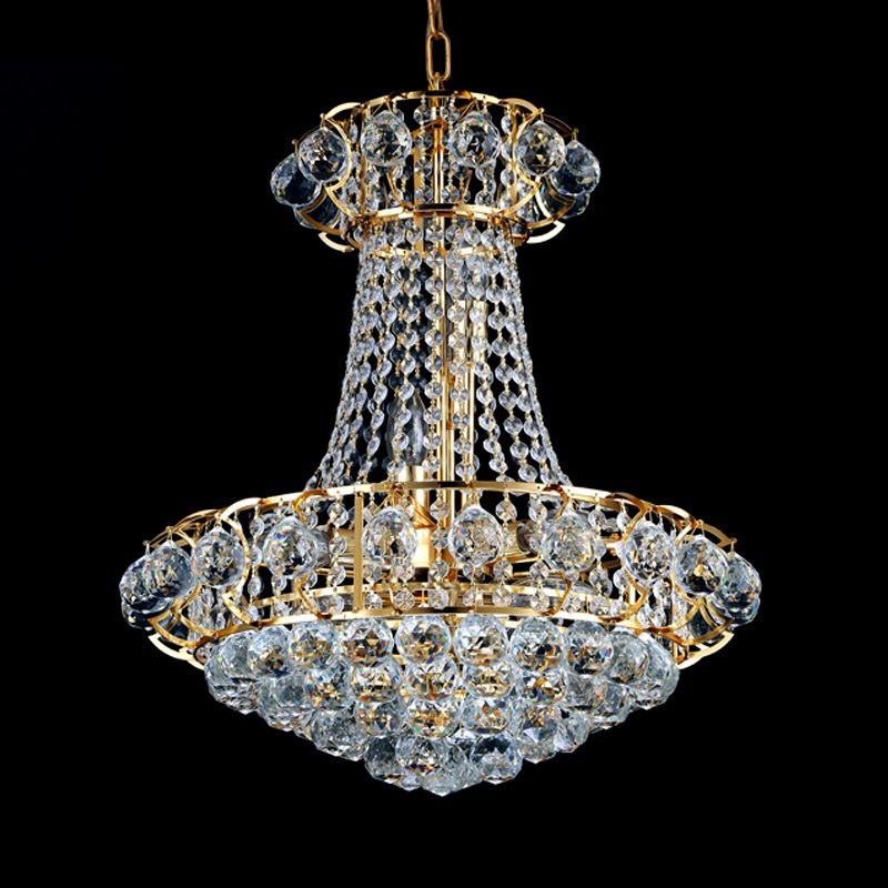 Modern 10 Lights Chandelier Light with Crystal Shade Gold Dome Hanging Ceiling Light