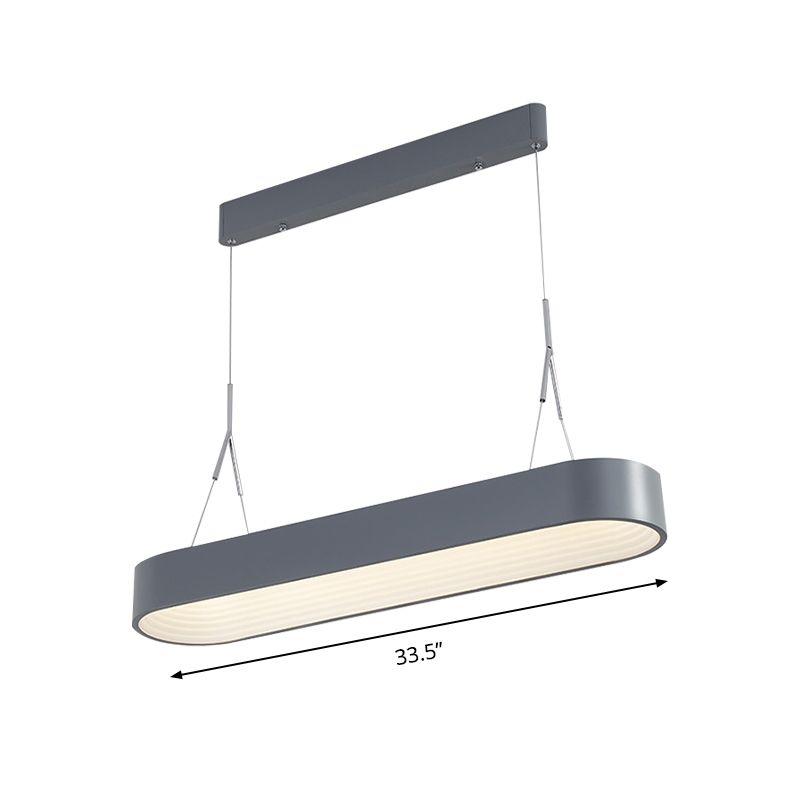 Luz de colgante elíptico nórdico Metal Metal White/Gris Luz de techo colgante para comedor, 33.5 "/47" de ancho