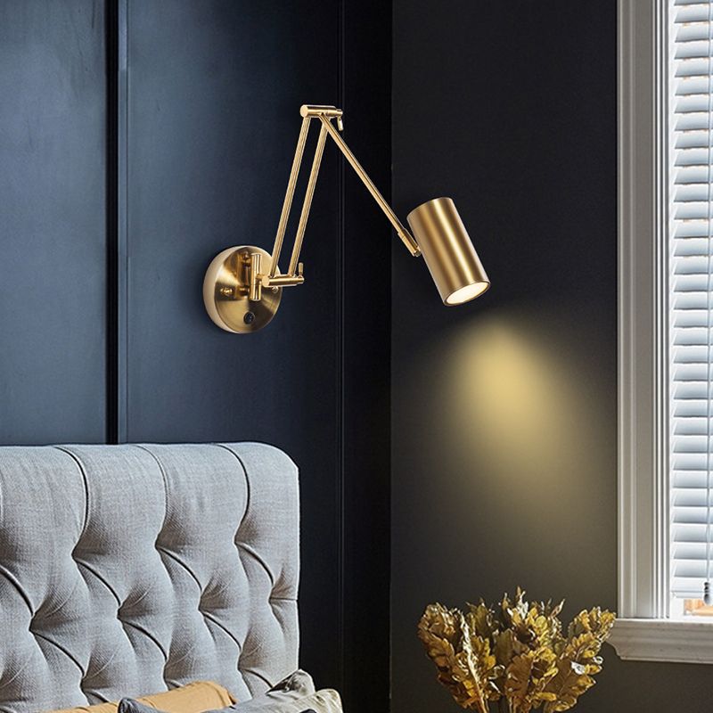 Modern Style Swing Arm Wall Sconce Metal Wall Light for Bedroom