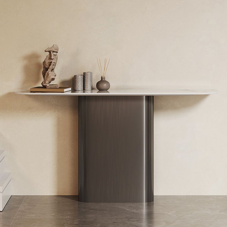 Modern Accent Table Half Moon Shape Metal Console Table for Hall , 14 inch Wide