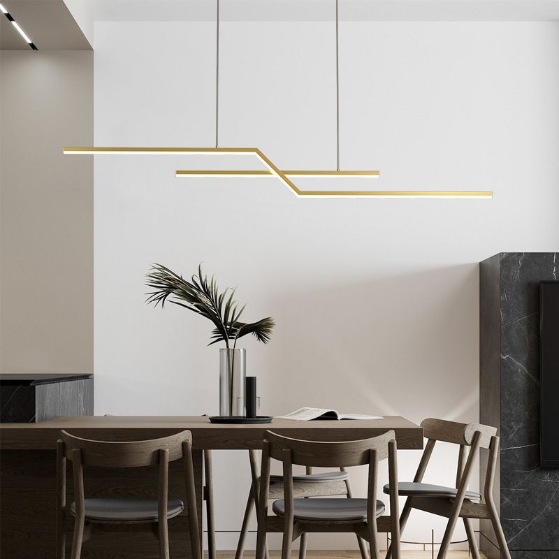 Modern Simplicity LED Island Light Linear 2-Light Hanging Lamp for Dining Room
