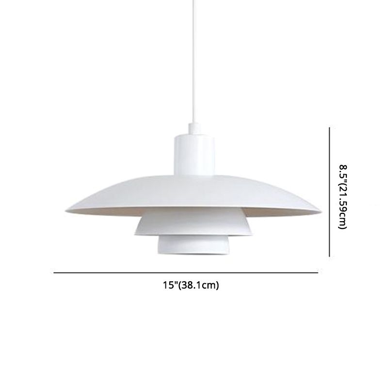 15 Inches Wide Nordic Style Simplicity Hanging Light Single Bulb UFO Shaped Creative Suspension Lamp in Pure White