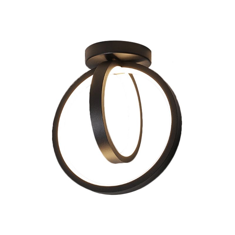 Circular Mini Hallway Flush Light Acrylic LED Minimalist Ceiling Mount Lighting in Black/Gold, Warm/White Light