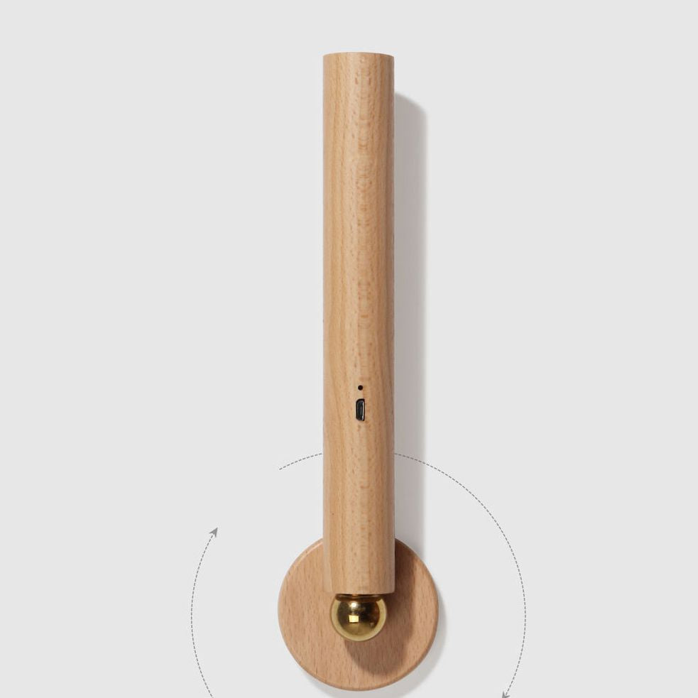 Lámpara de pared LED de dormitorio nórdico ángulo de madera ajustable Luz de madera para la cama
