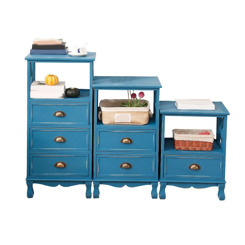 Modern Wood Accent Chest with Drawers and Shelf 11.81" Wide Chest