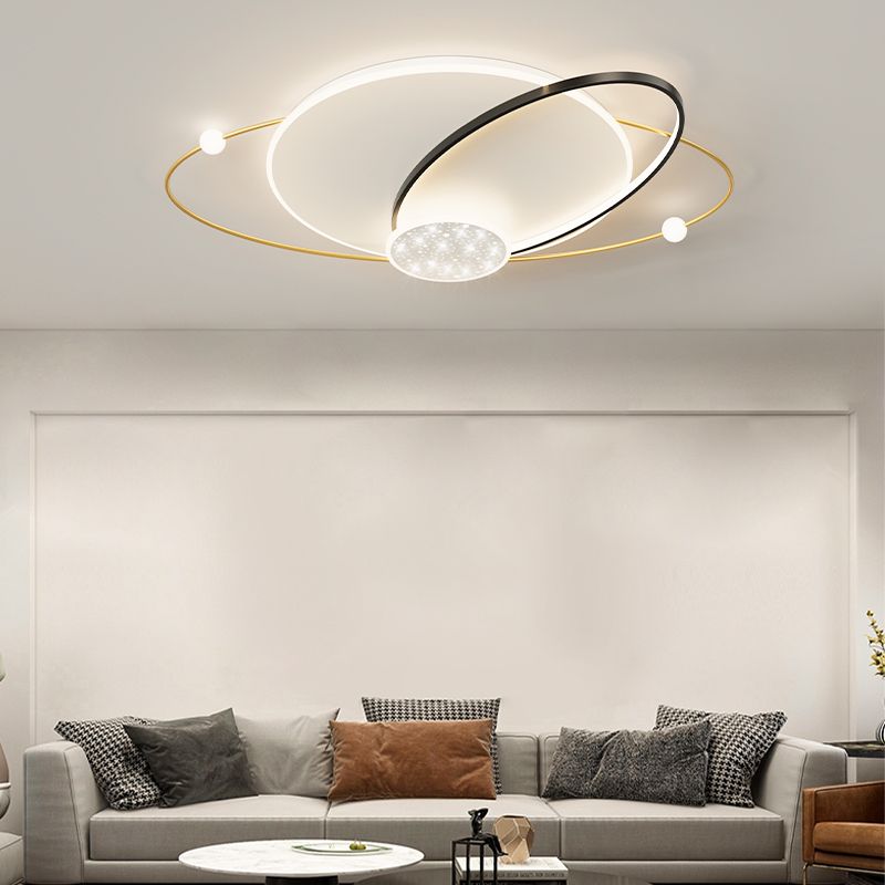 Geometry Shape Ceiling Light Fixtures Modern Style Metal 5 Light Ceiling Mounted Lights