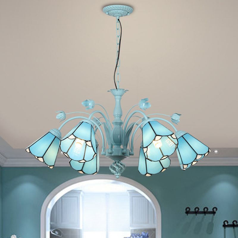 Pendant Conical Chandelier Lumière 3/6/8 LUMIÈRES TOLÉS VOIE BAROQUE MOTE DE LAMPE PROSIBLE EN BLEU / BLEU DARK POUR LE SOIR
