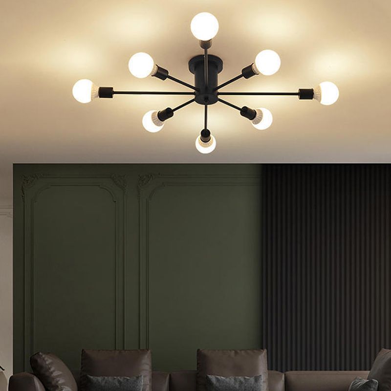 Minimalism Sputnik Flush Mount Metal Semi Flush Mount Light for Living Room