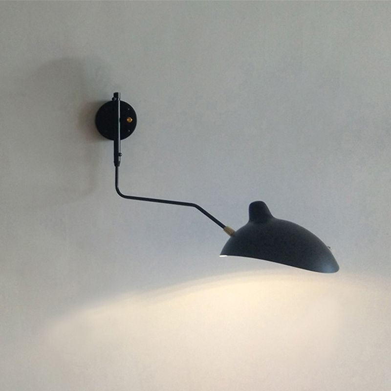 Contemporary Armed Wall Light Sconce Metal 1-Light Flush Mount Wall Sconce