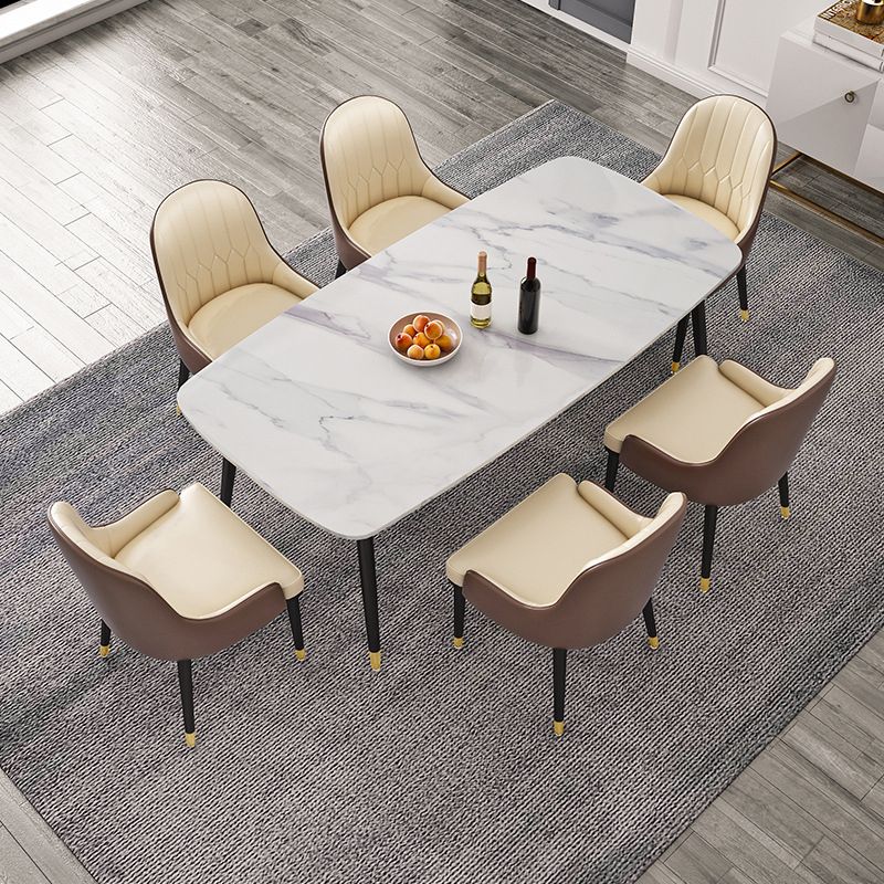 Rectangle Sintered Stone Dining Table Traditional Luxury Dining Table with 4 Legs