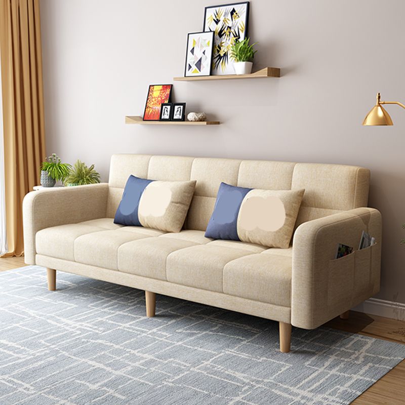 Beige hedendaagse koekje back sofa 25.6 "hoge vierkante armbank