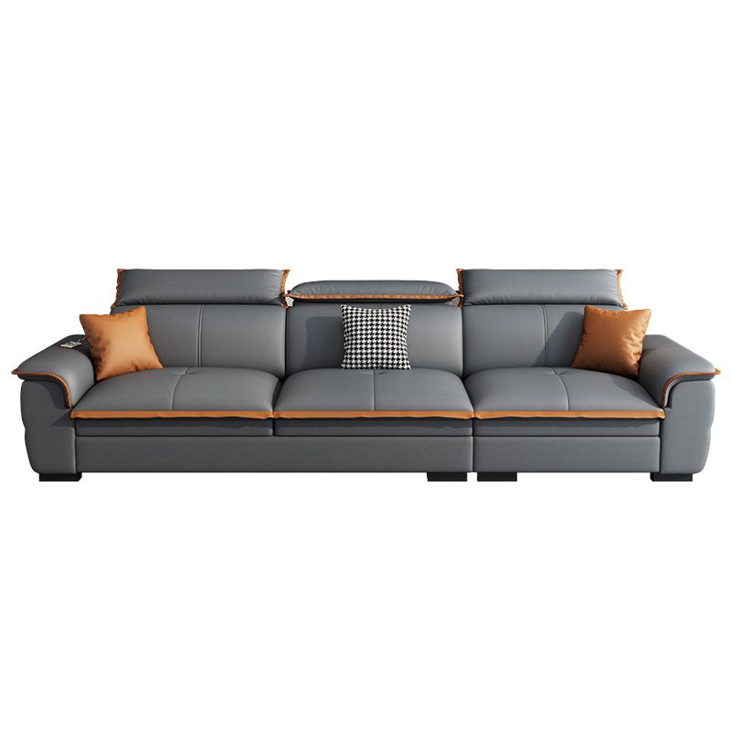 Grey Pillowed Back Cushions Furniture Sectionals with Pillows