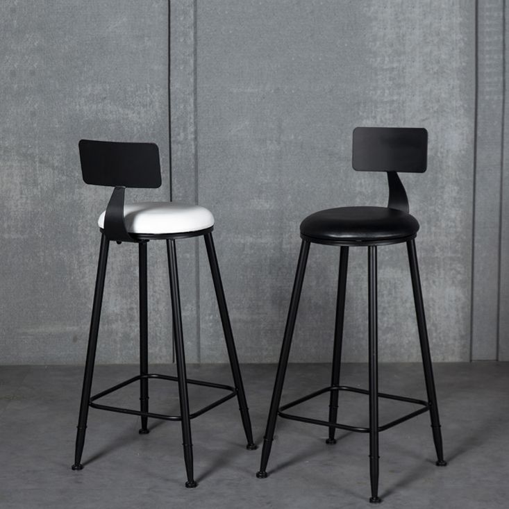 Industrial Armless Backrest Counter Stool Steel Cafe Bar Stool with Velvet Cushion