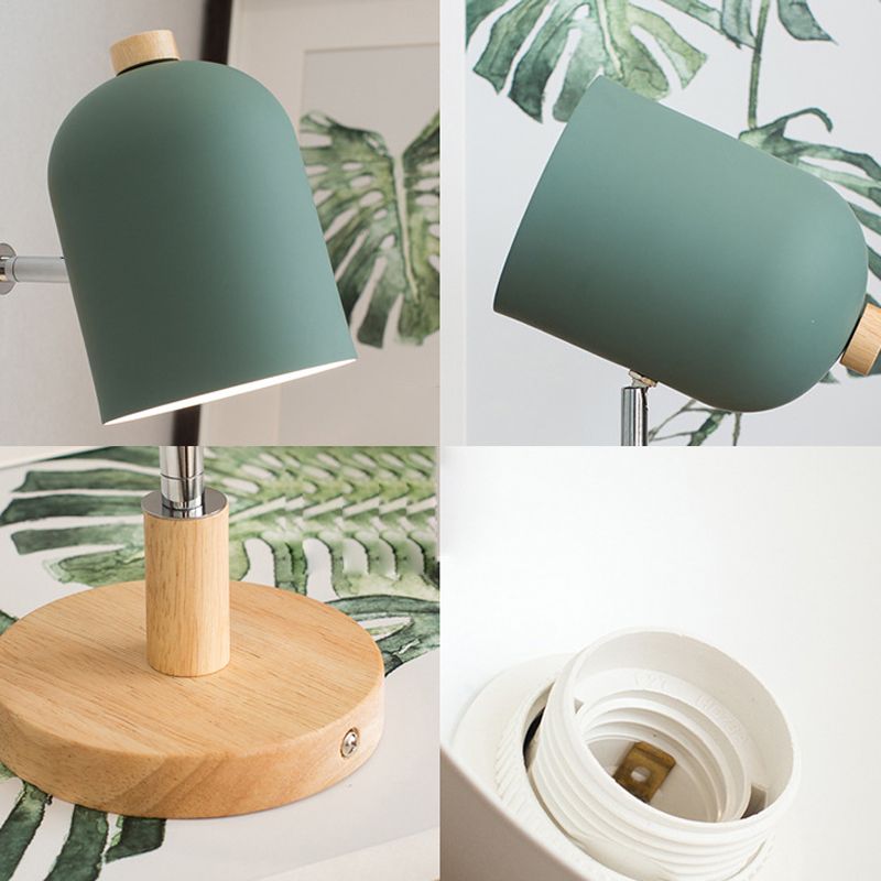 Nordic 1 - Light Wall Sconce Iron and Wood Adjustable Wall Fixture in Multi Colors