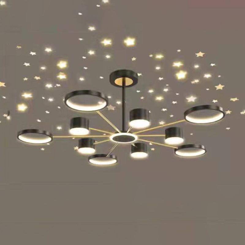 LED Simple Chandelier Lamp Multi Lights Round Shape Hanging Pendant Light for Living Room