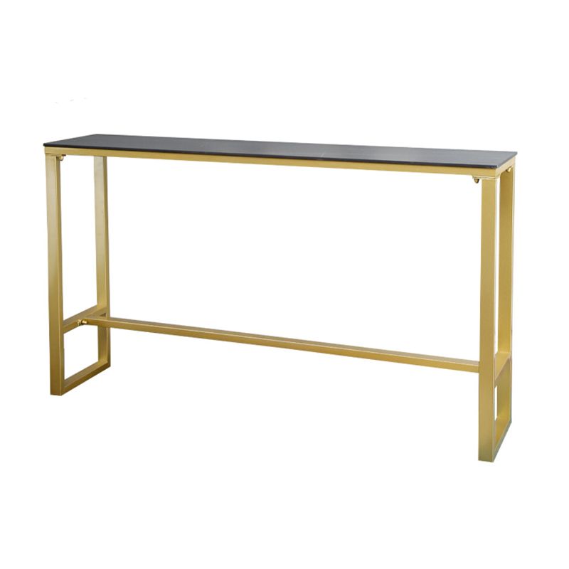 Stone Top Bar Stool Table Glam Style Pub Table with Gold Legs