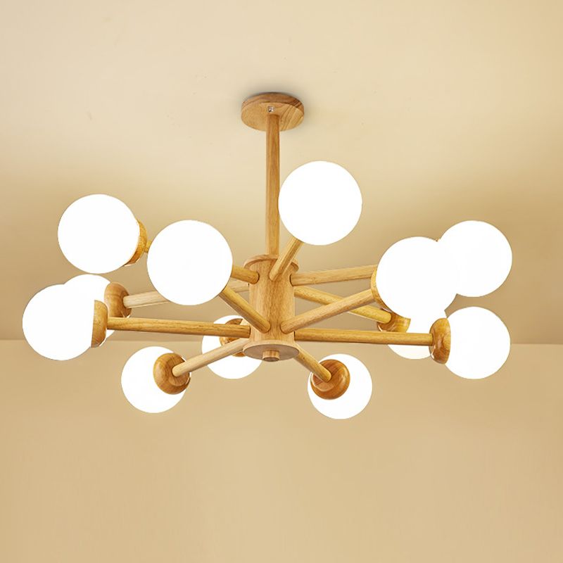 Globe Chandelier Light Fixtures Modern Multi-Head Beige Chandelier Lamp with Glass Shade