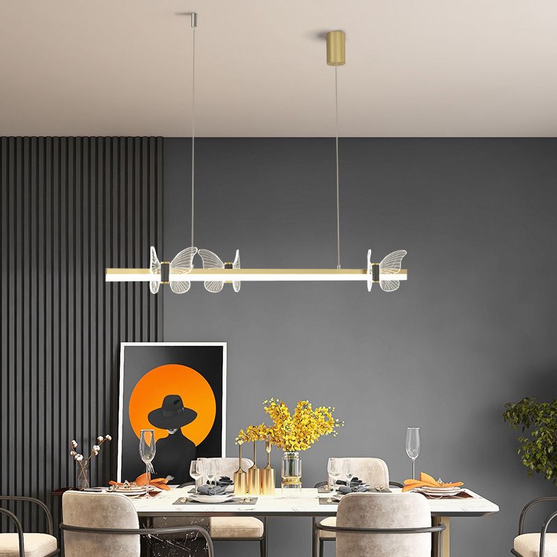 Linear Island Light Modern Lighting Chandelier Metal 1 Light Pendant Light Fixture