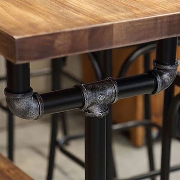 Rectangular Solid Wood Bar Table Set Industrial 1/4/7 Pieces Counter Table with Stools