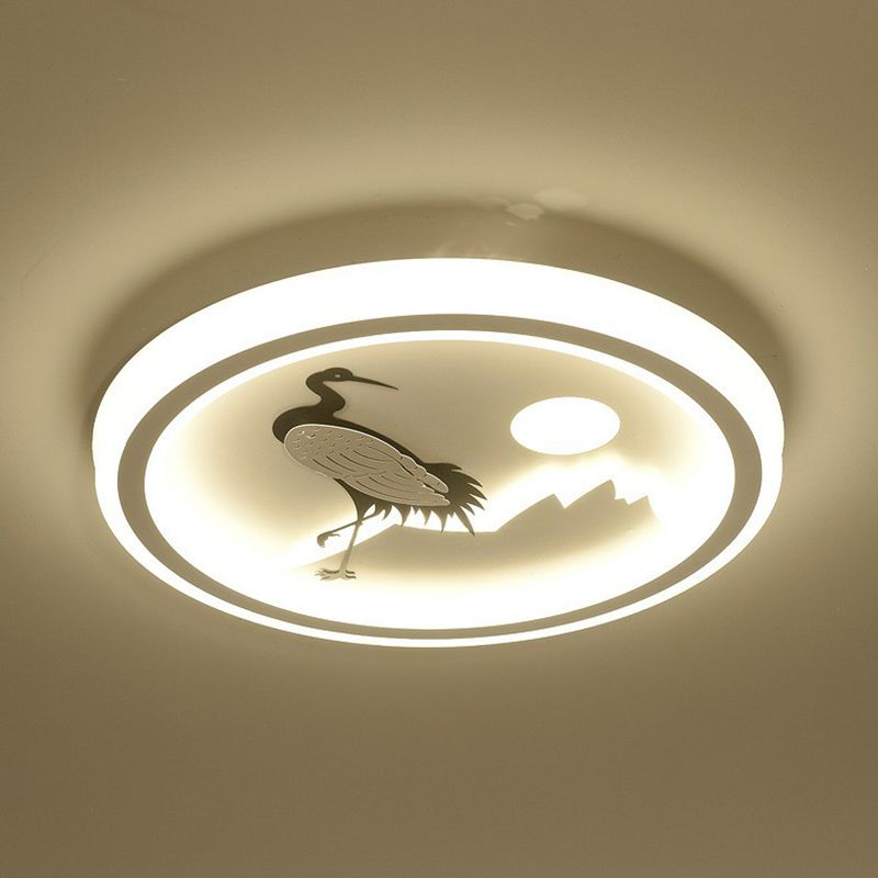 Circular Bedroom Flush Ceiling Light Metal Nordic Style LED Flush Mount Lighting Fixture in White