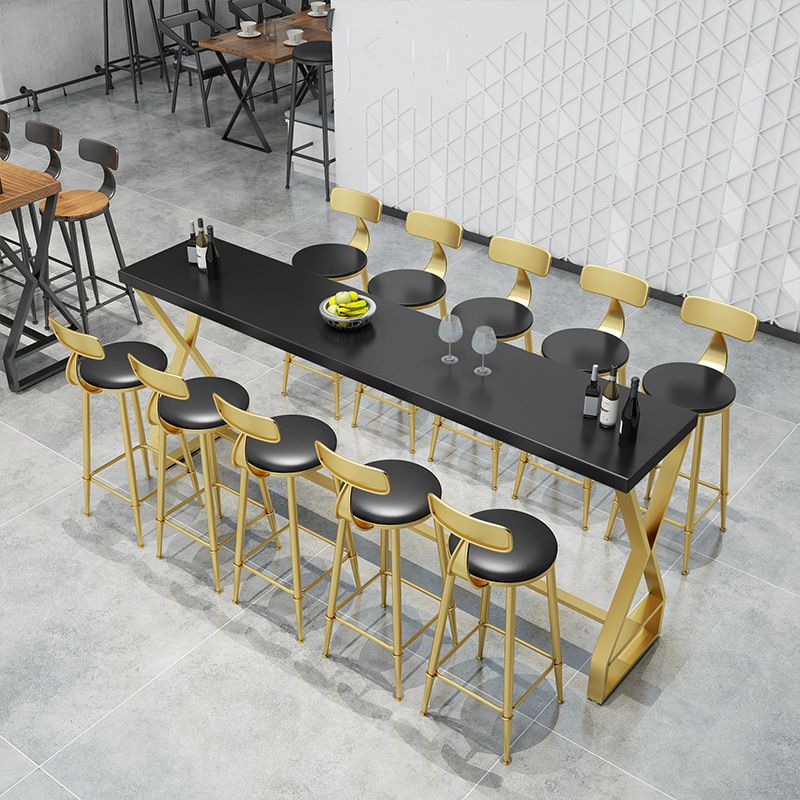 Glam Bar-height Table Solid Wood Top Pub Table for Patio Use