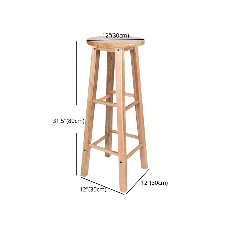 Modern Armless Backless Counter Stool Oak Wood Kitchen Bar Stool with Seat and Pedal