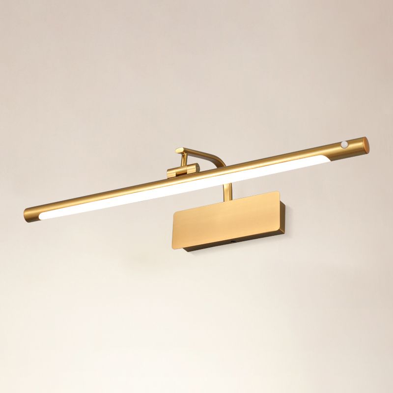 Moderno lampada a montaggio a parete lineare lampada in induzione in metallo a 1 luci per bagno