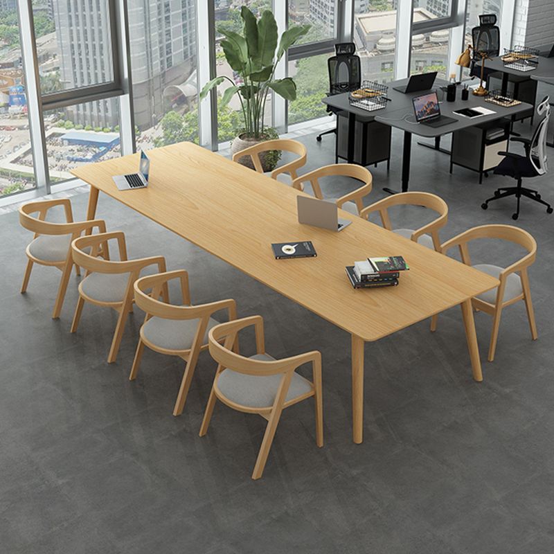 Glam Khaki Solid Wood Dining Table Standard Rectangle Shape Dining Table for Kitchen
