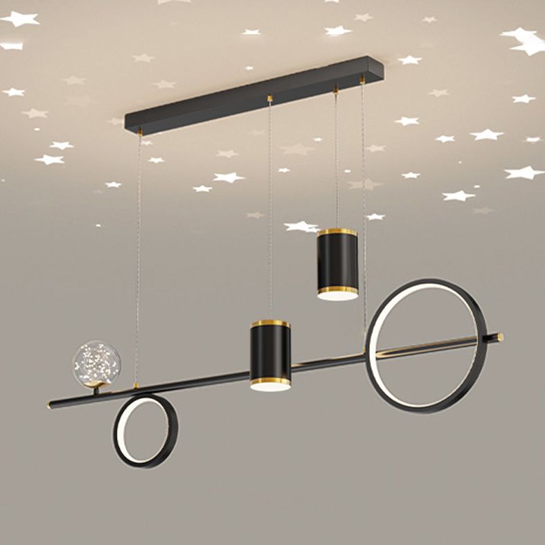 Acrylic Linear LED Island Light Contemporary Simplicity Hanging Lamp for Dining Room