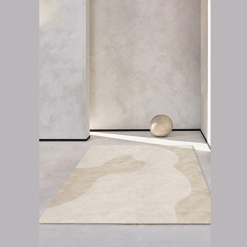 Apricot Tone Modern Area Carpet Polyester Abstract Stripe Indoor Rug Washable Carpet for Living Room