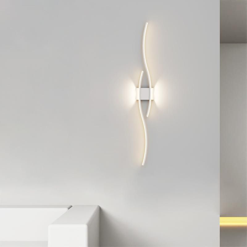 2-Light White/Black Modern Wall Mounted Sconce LED Wall Light for Bedroom