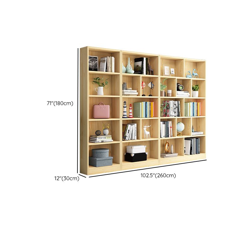 Scandinavian Solid Wood Cubby Storage Bookcase with Closed Back in Natural