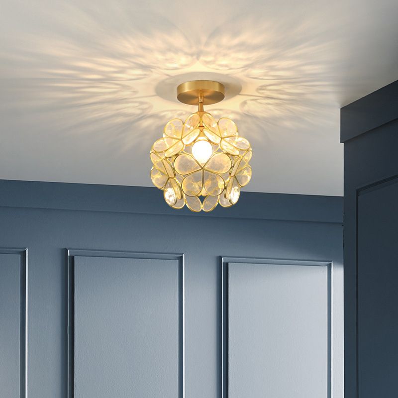 Modern Ceiling Light 1-Light Ceiling Mount Lamp with Glass Shade for Living Room
