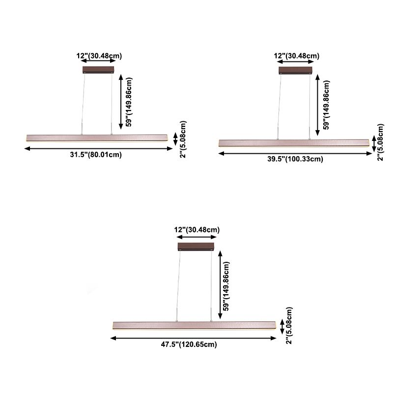 Linear LED Island Lighting in Contemporary Style  Metal 1-Light Island Lighting