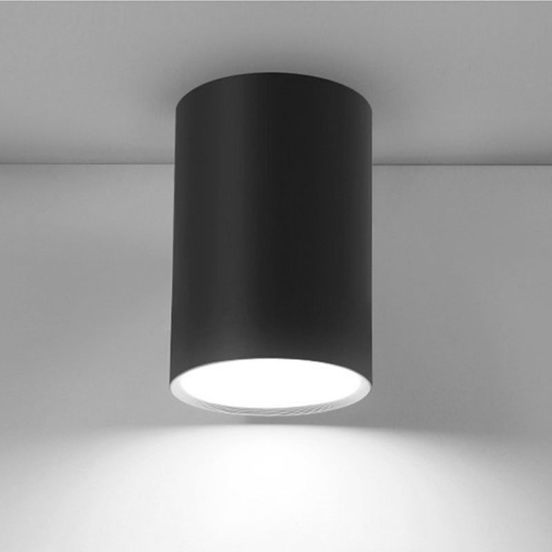 Zwarte 1-lichts plafondinbouwlamp Moderne stijl cilinder aluminium inbouwlamp