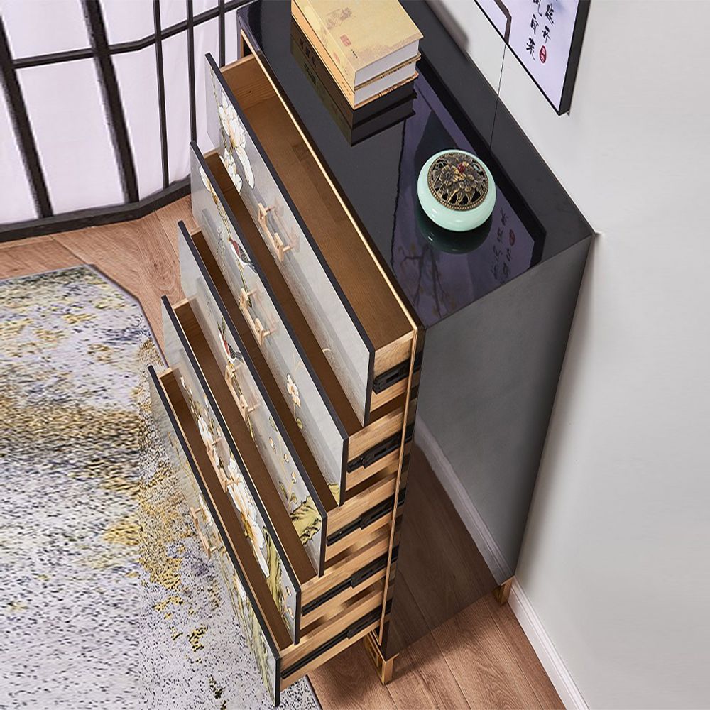 Traditional Storage Chest Solid Wood Dresser with 5 Drawers , 15.6 Inch Width