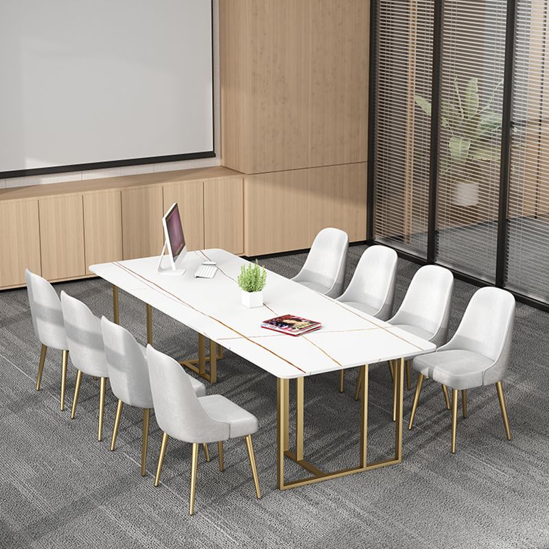 Minimalist Rectangle Shape Dining Table Sintered Stone Standard Dining Table for Kitchen